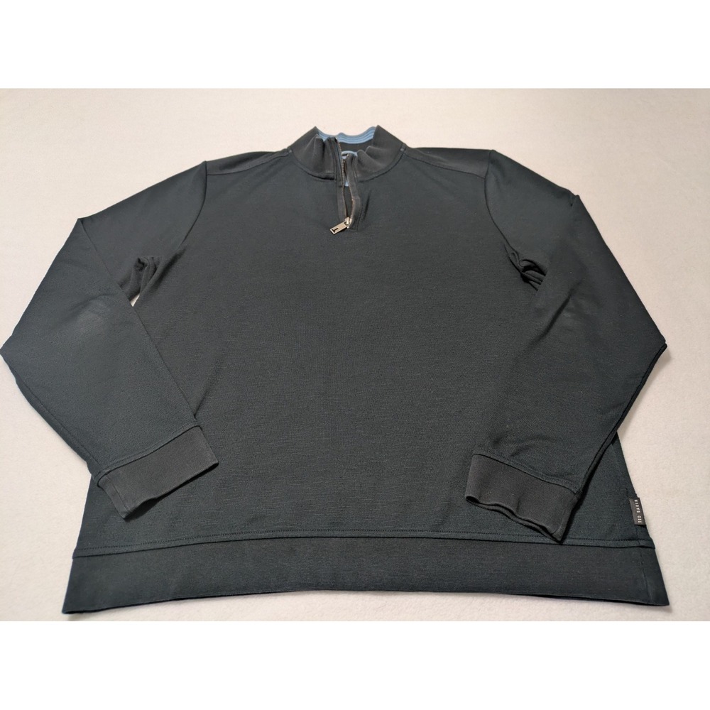 Ted Baker Sweater Men's Size 5 XL Black Pullover‎ 1/4 Zip Stretch Casual Knit